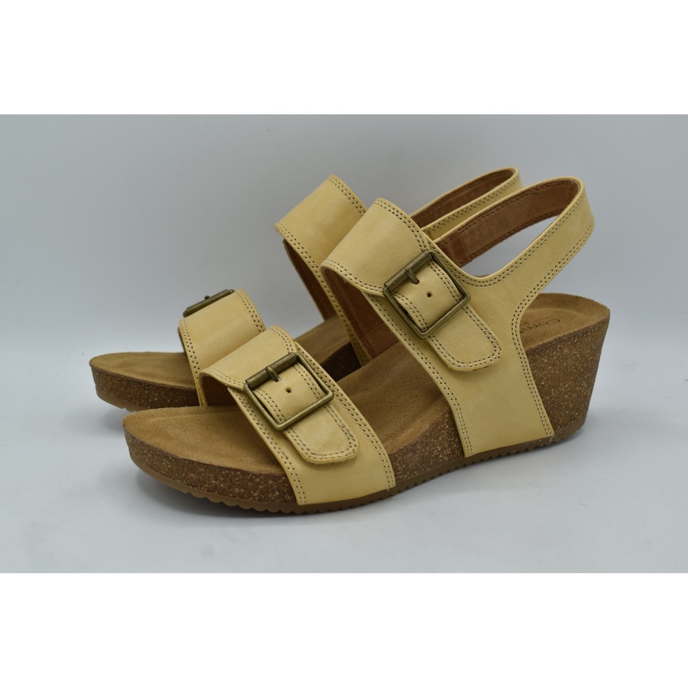 Comfortiva Womens Size 8 Erlina Wedge Rustic Mexico Yellow Leather Sandals Shoes